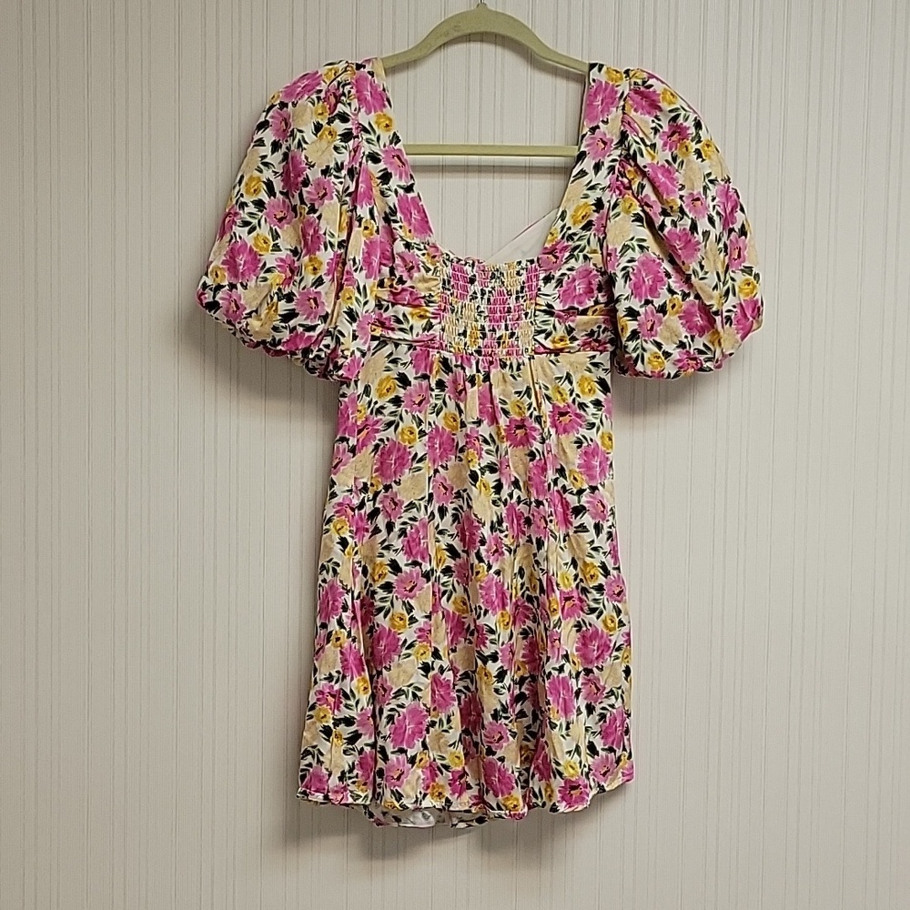 For Love & Lemons Sasha Pink & Yellow Floral Mini Dress Sz XS. festival - Picture 5 of 7